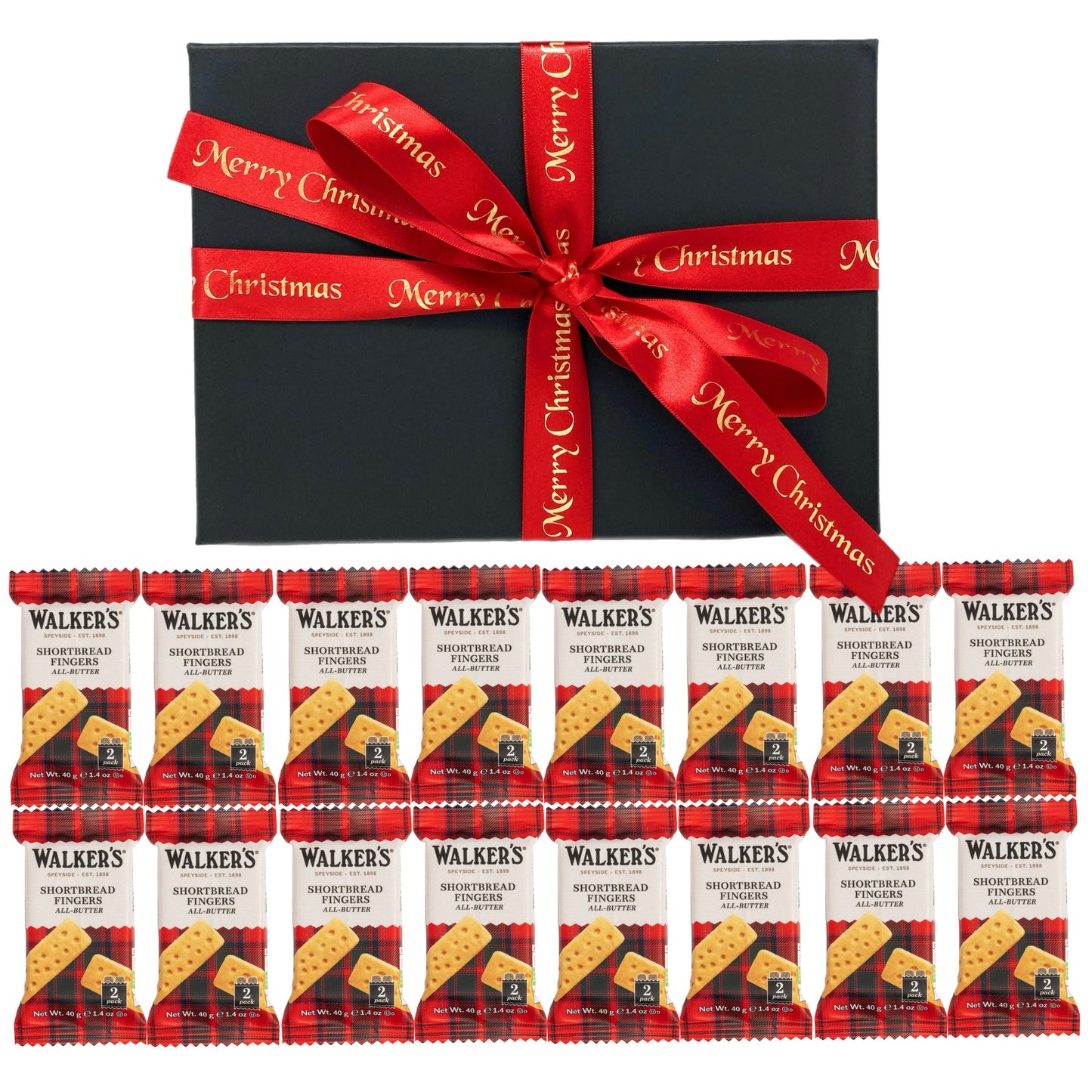 Scottish Shortbread Hamper Gift, 16 x Individually Wrapped Twin Packs, 32 x All-Butter Shortbread Fingers