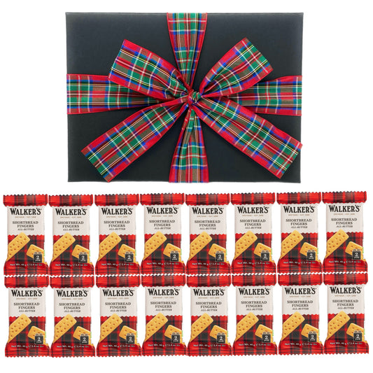 Scottish Shortbread Hamper Gift, 16 x Individually Wrapped Twin Packs, 32 x All-Butter Shortbread Fingers