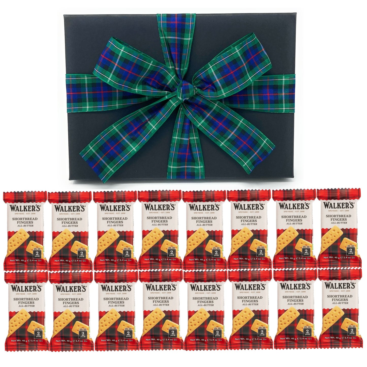 Scottish Shortbread Hamper Gift, 16 x Individually Wrapped Twin Packs, 32 x All-Butter Shortbread Fingers