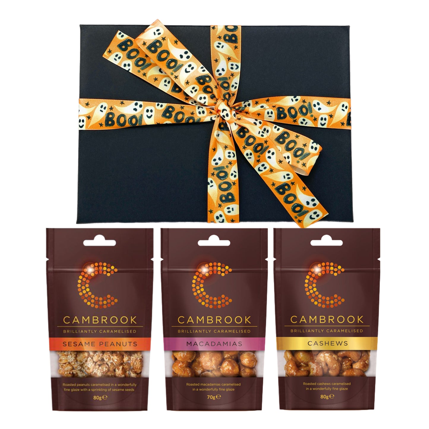 Luxury Caramelised Nuts Hamper, Macadamias, Cashews and Peanuts with Sesame Seeds