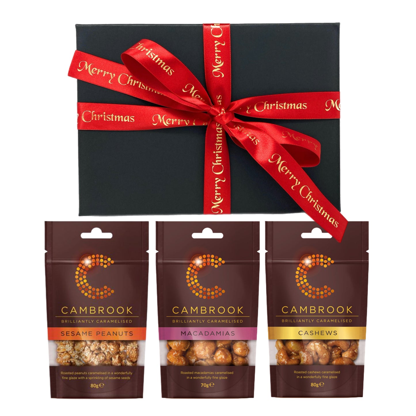 Luxury Caramelised Nuts Hamper, Macadamias, Cashews and Peanuts with Sesame Seeds