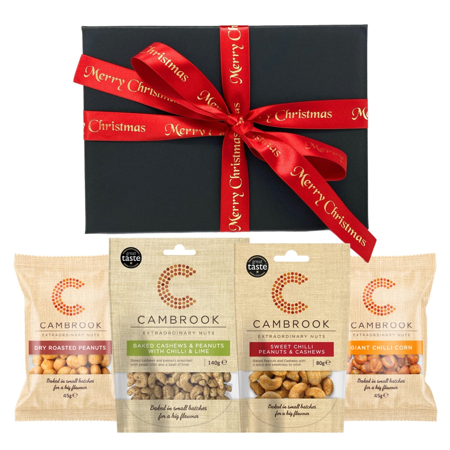 Luxury Chilli Nuts Hamper, Sweet Chilli Peanuts, Chilli & Lime Cashews, Hickory Smoke Almonds